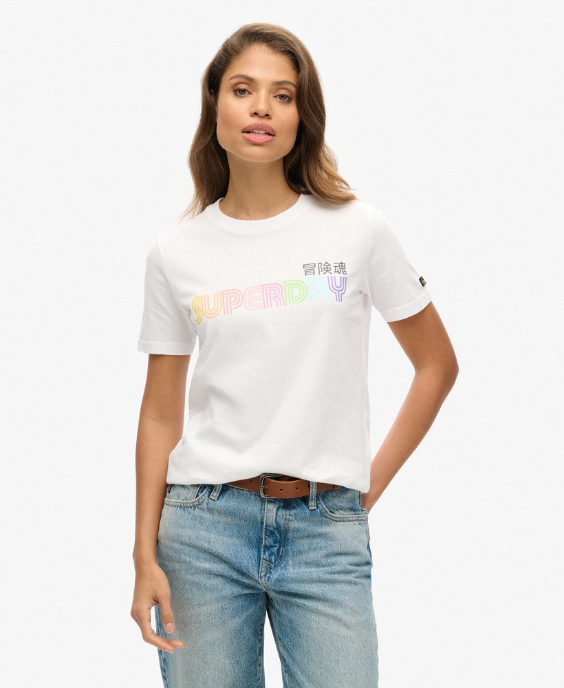camiseta vintage retrô arco-íris em optic