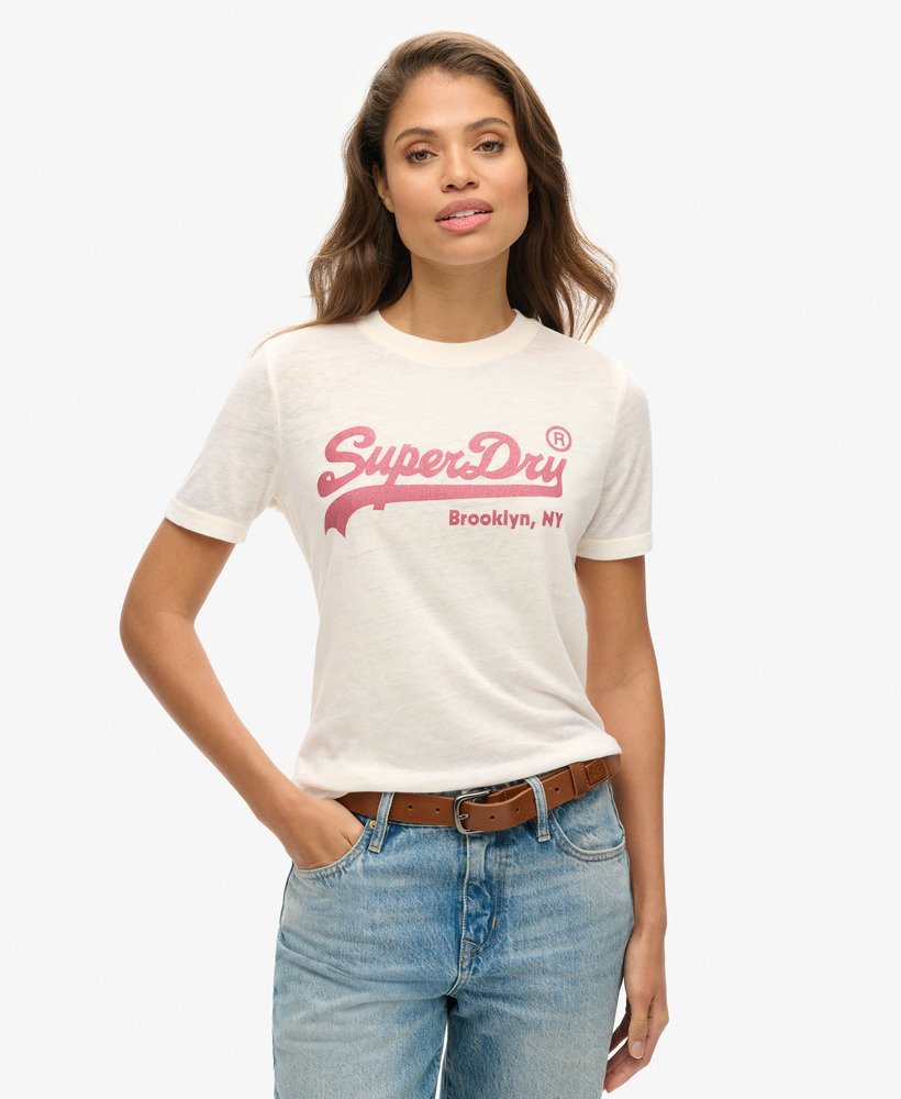 camiseta vintage com logo bordado na cor desert bone off white