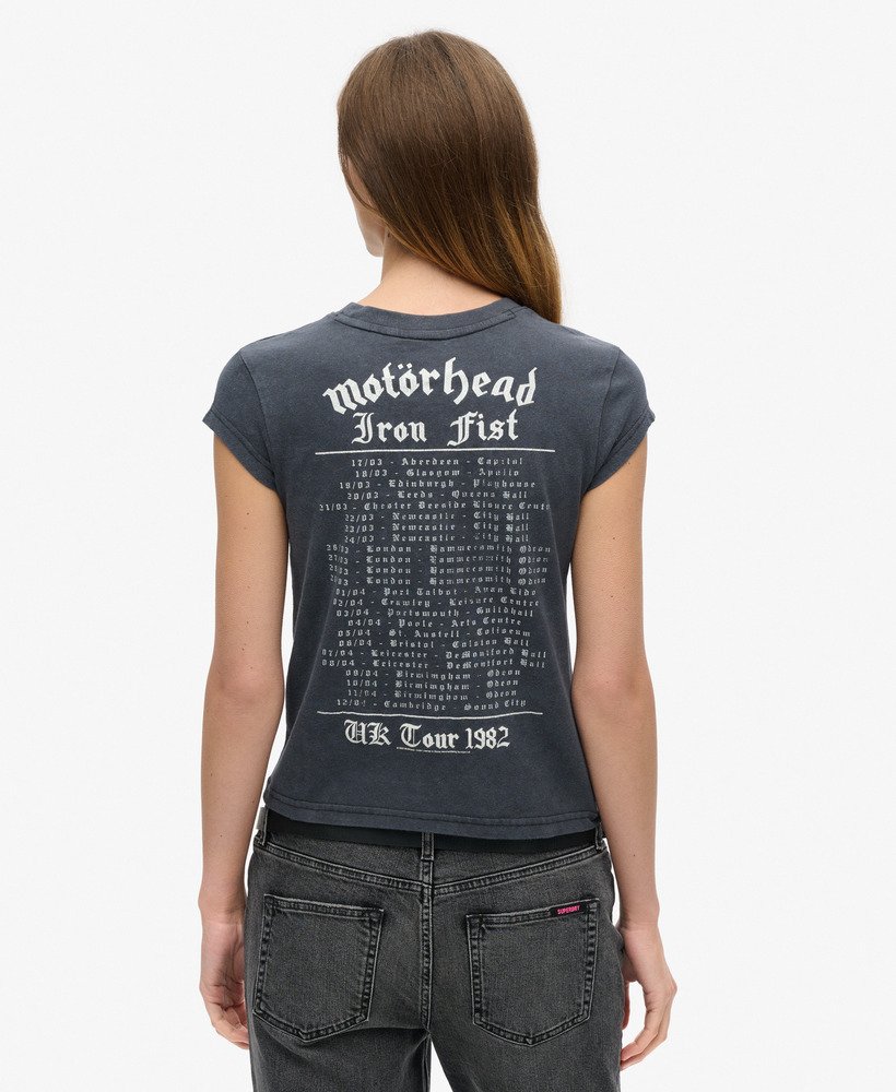 camiseta de manga curta motörhead x superdry na cor preta mid merch.