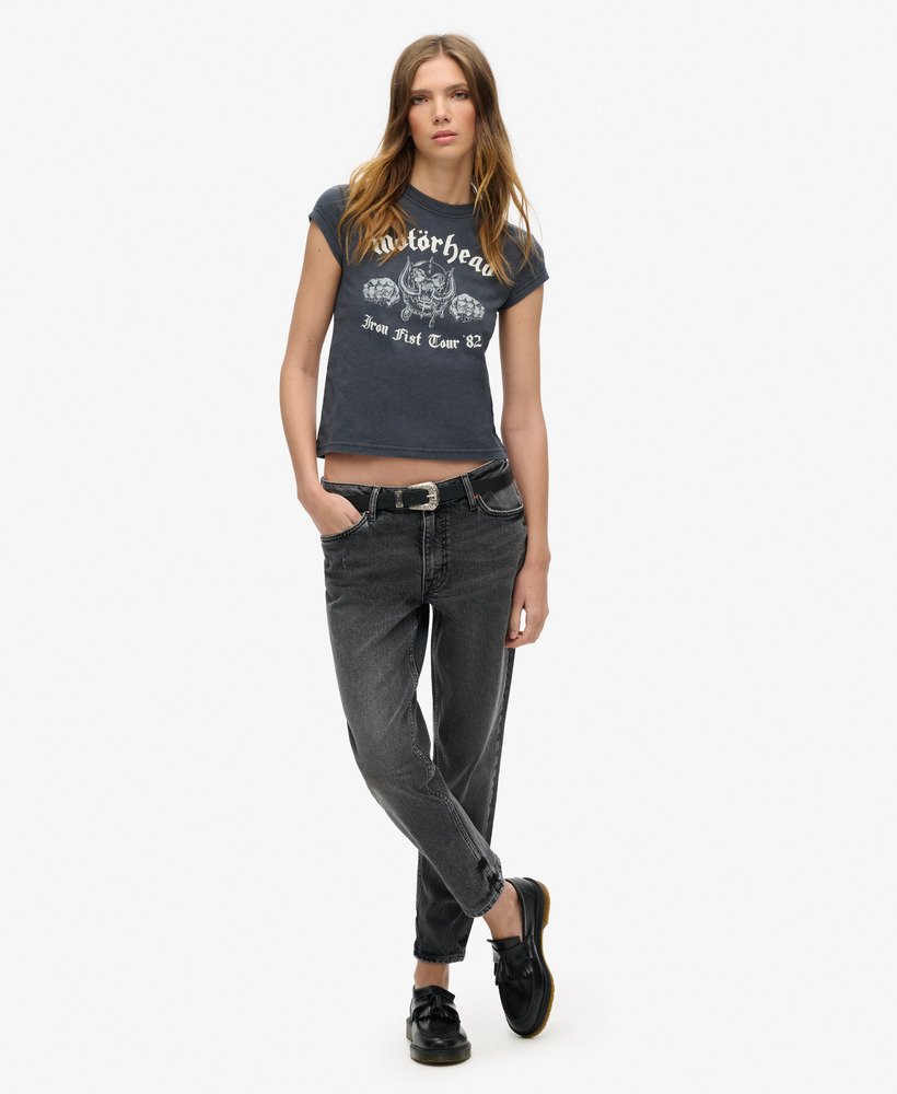 camiseta de manga curta motörhead x superdry na cor preta mid merch.
