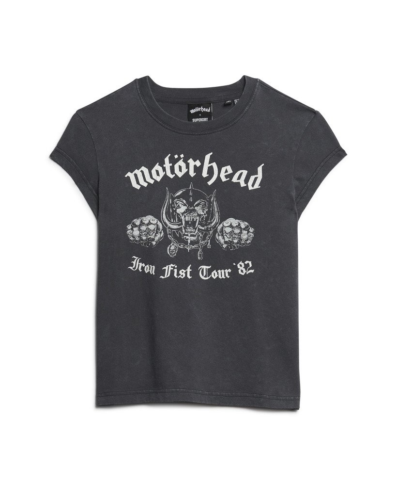camiseta de manga curta motörhead x superdry na cor preta mid merch.
