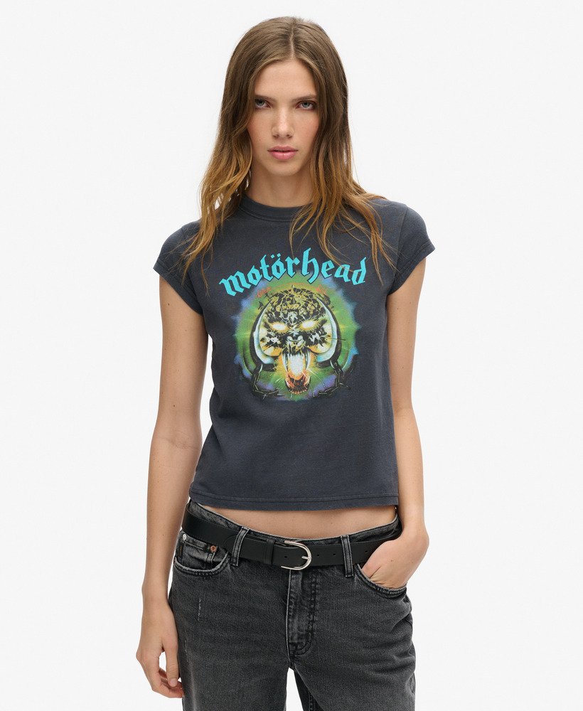 camiseta de manga curta motörhead x superdry na cor heavy backstage black