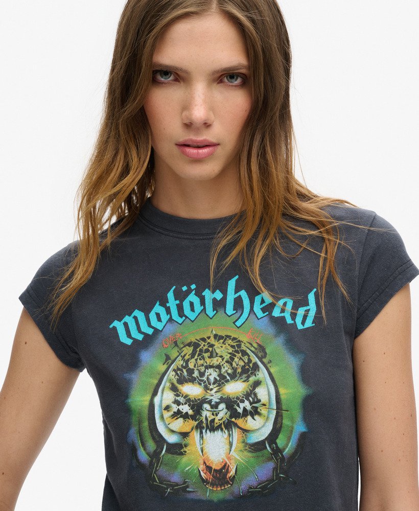 camiseta de manga curta motörhead x superdry na cor heavy backstage black