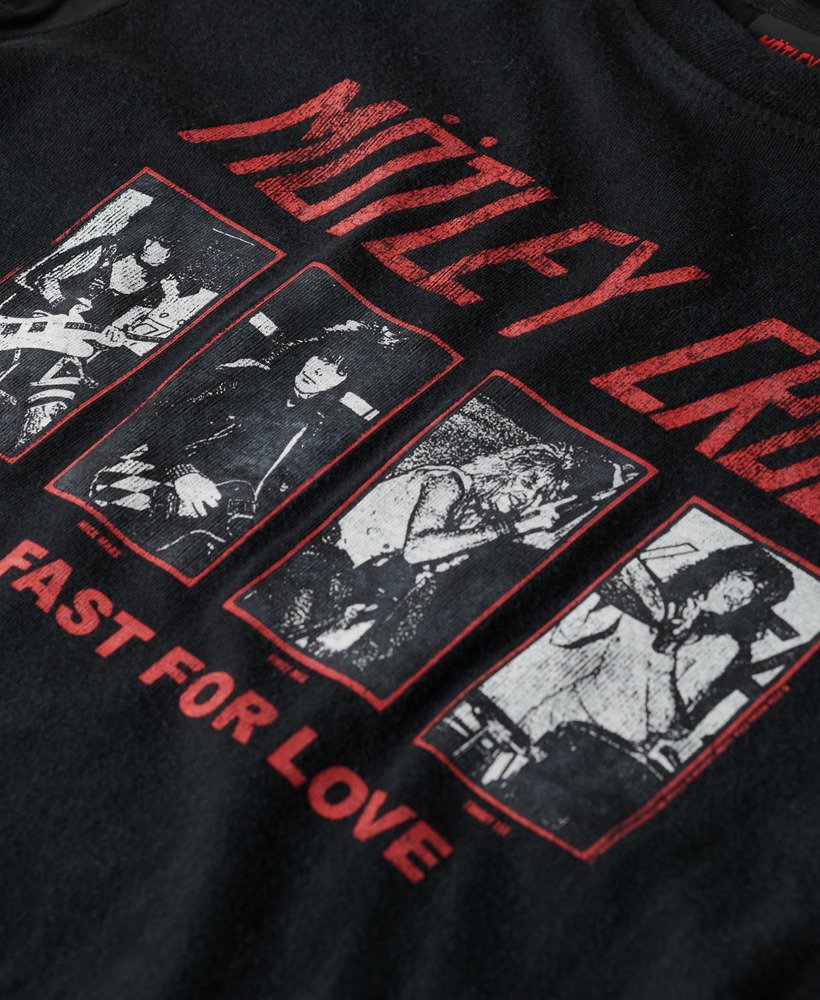 camiseta de manga curta motley crue x superdry em preto e branco