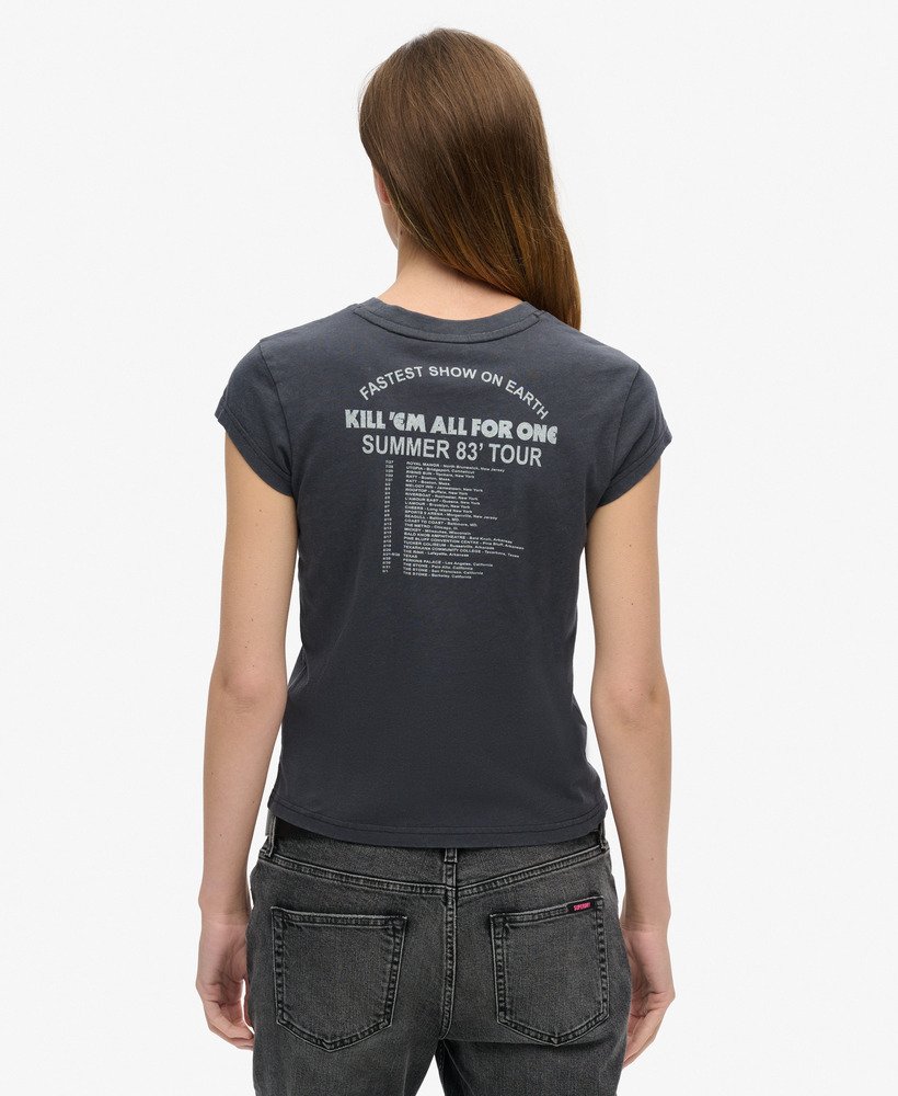 camiseta metallica x superdry de manga curta preta modelo mid merch.