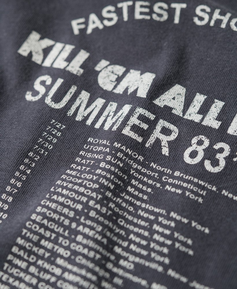 camiseta metallica x superdry de manga curta preta modelo mid merch.