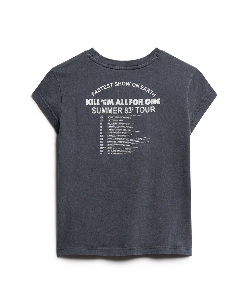 camiseta metallica x superdry de manga curta preta modelo mid merch.