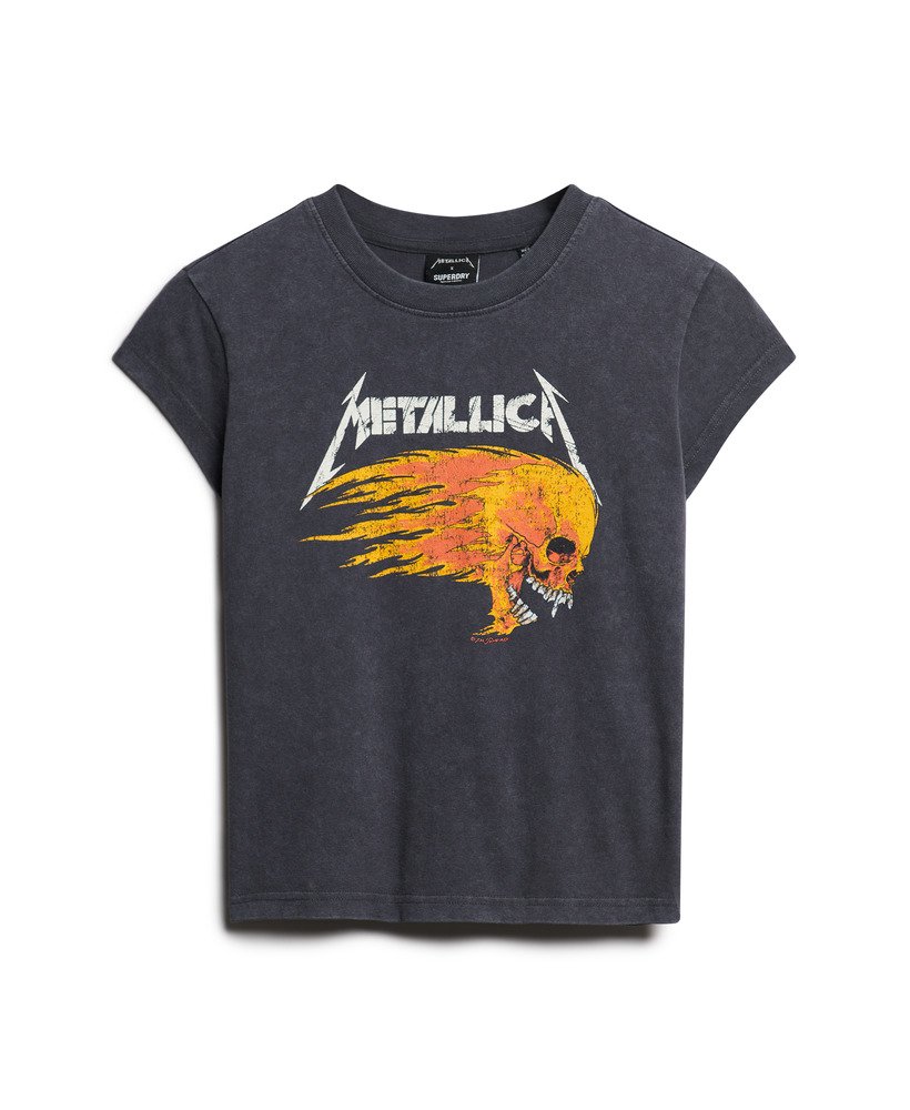 camiseta metallica x superdry de manga curta na cor preta mid backstage