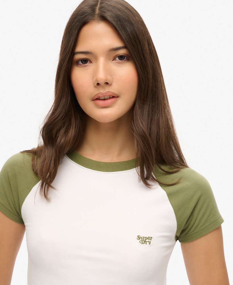 camiseta infantil cropped estilo beisebol na cor opticolive khaki