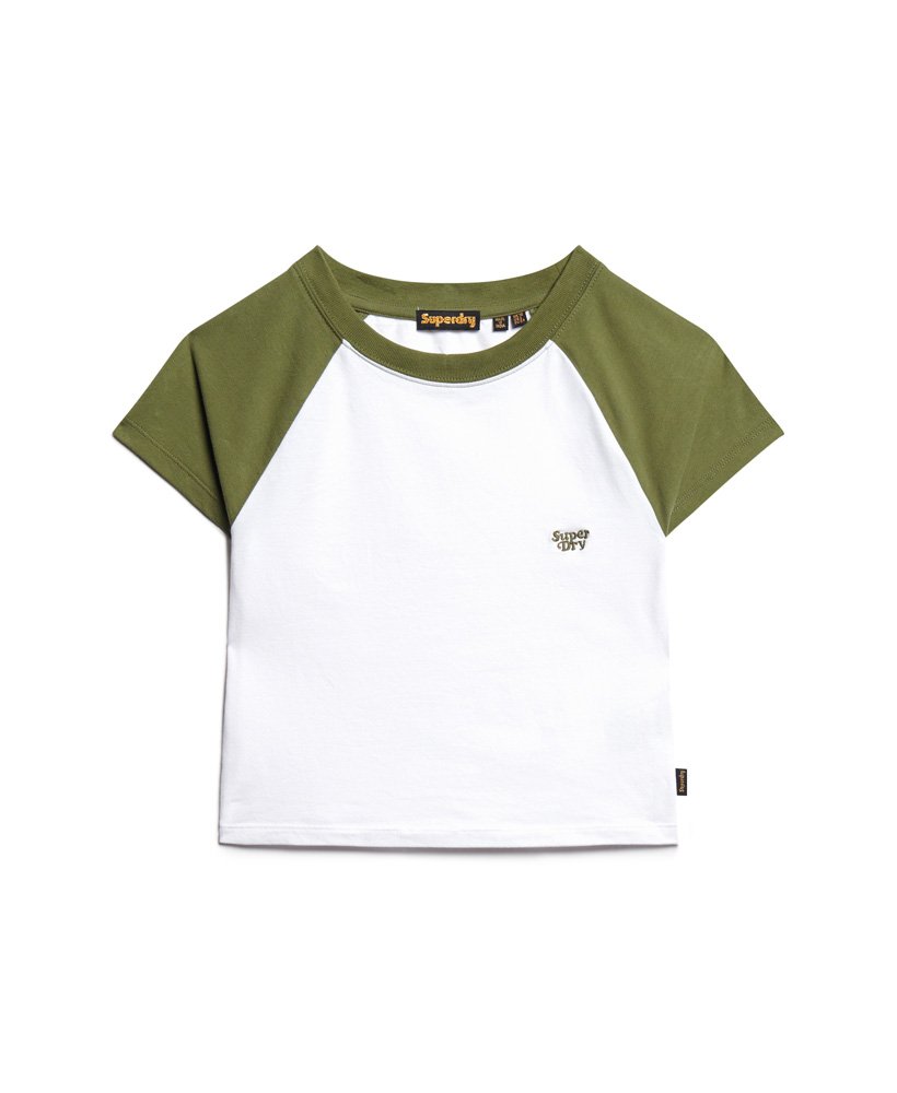 camiseta infantil cropped estilo beisebol na cor opticolive khaki