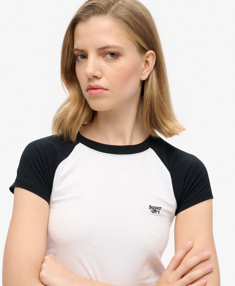camiseta infantil cropped estilo beisebol na cor Ópticapreta