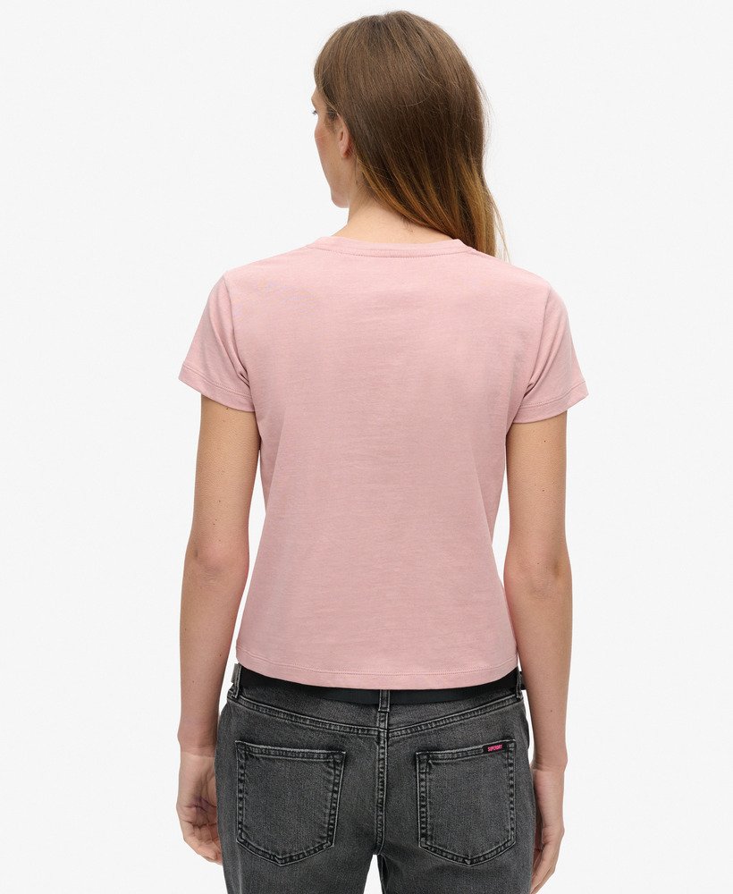 camiseta com estampa de tatuagem estilo anos 90 na cor rosa blush.