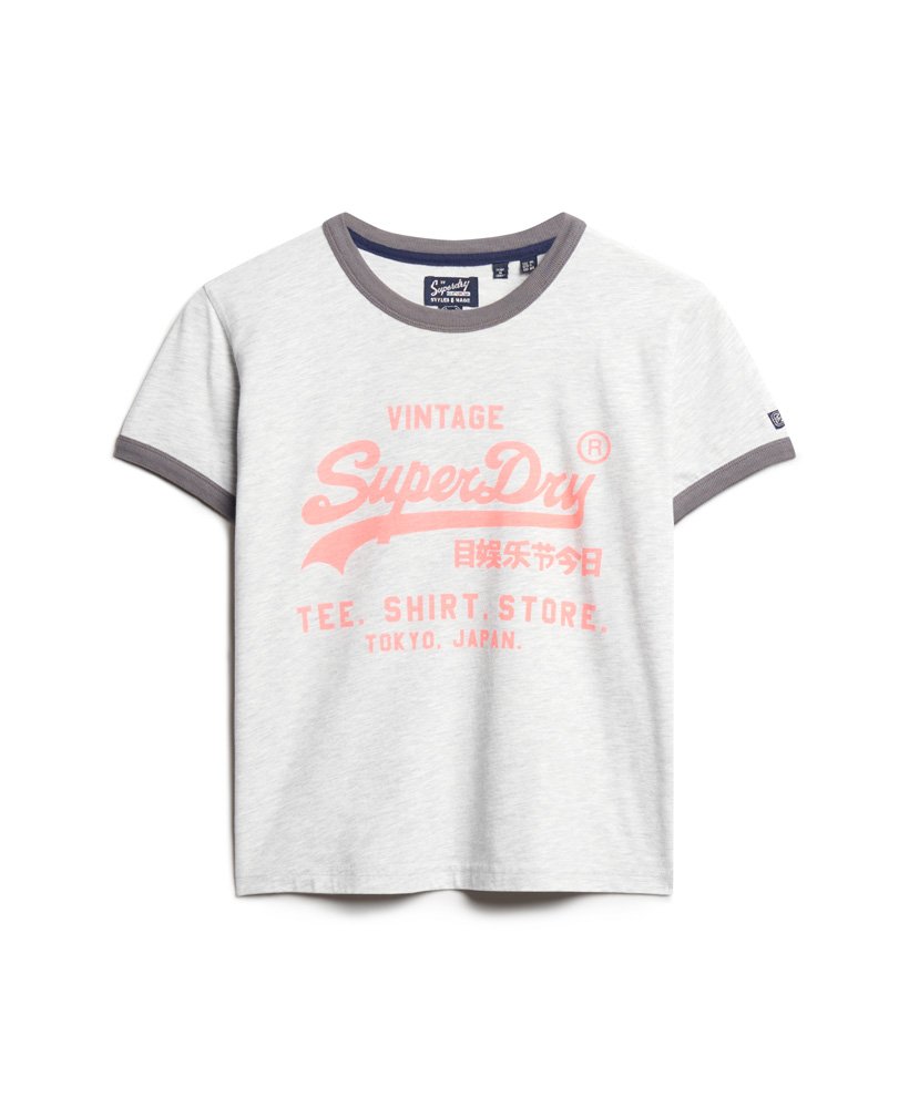 camiseta com logo vintage em neon na cor cinza mesclado glaciar.