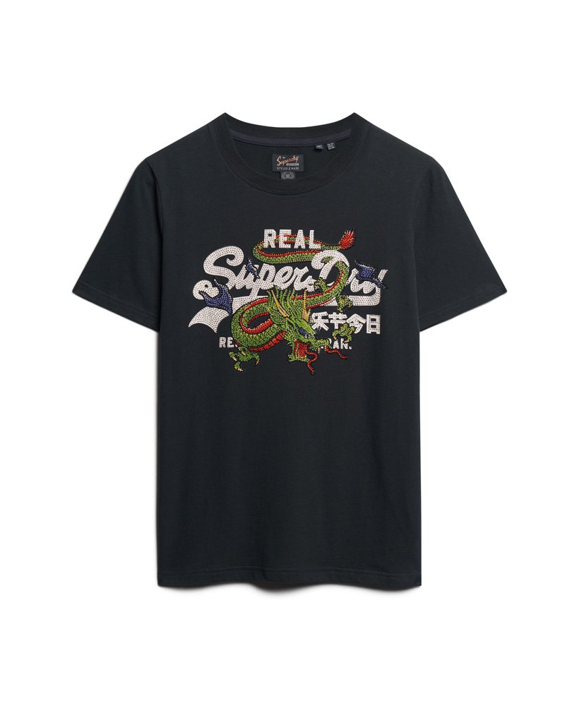 camiseta vintage logo narrative na cor preta