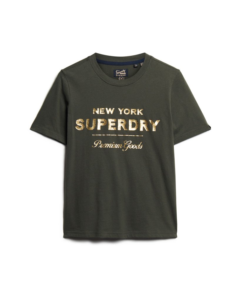 camiseta luxe metallic logo na cor preto vintage