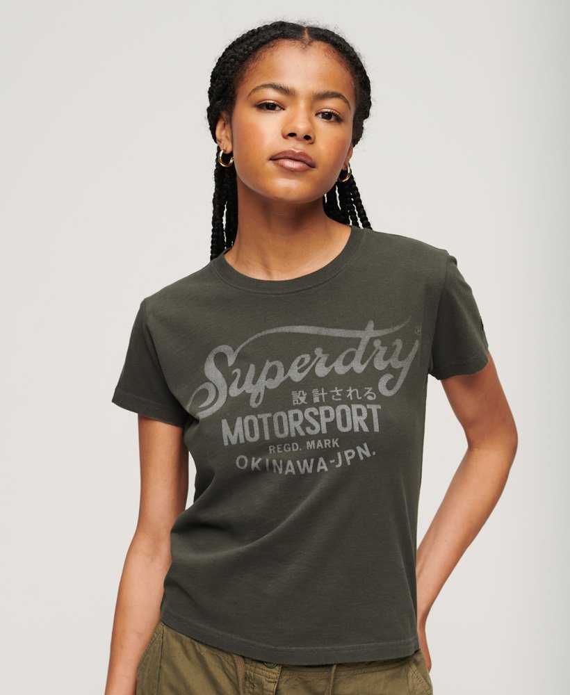 camiseta boho biker com estampa de letras em preto vintage