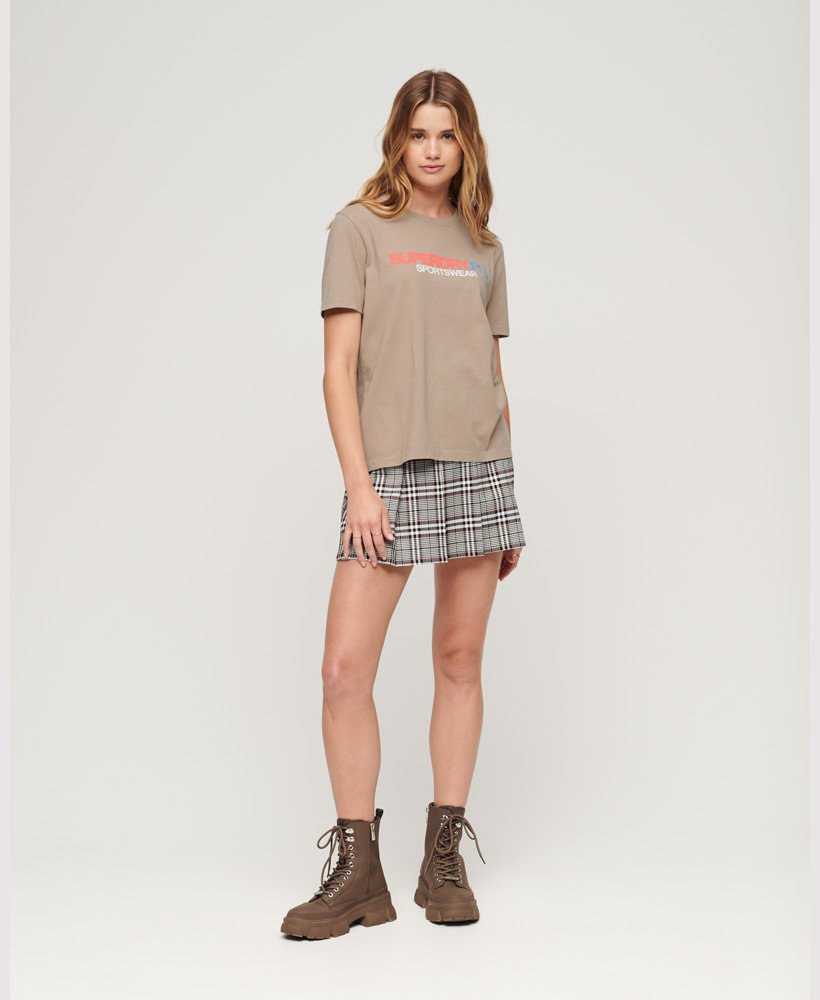camiseta relaxed com logo esportivo em cinza quente