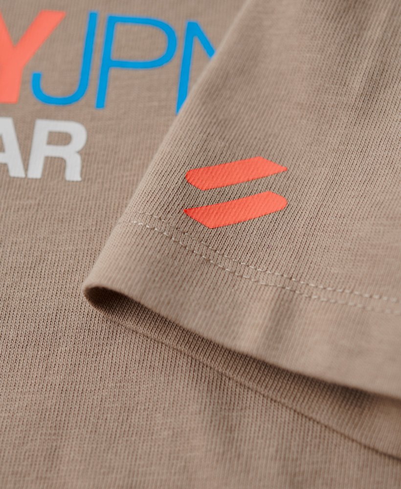 camiseta relaxed com logo esportivo em cinza quente