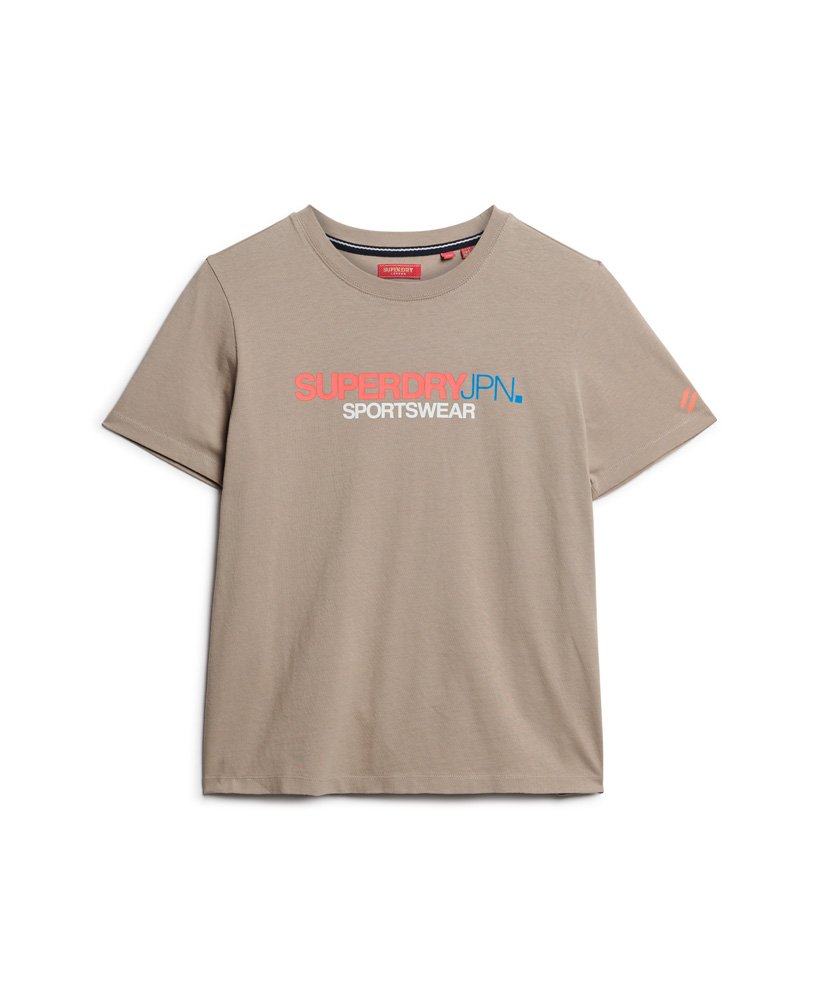 camiseta relaxed com logo esportivo em cinza quente