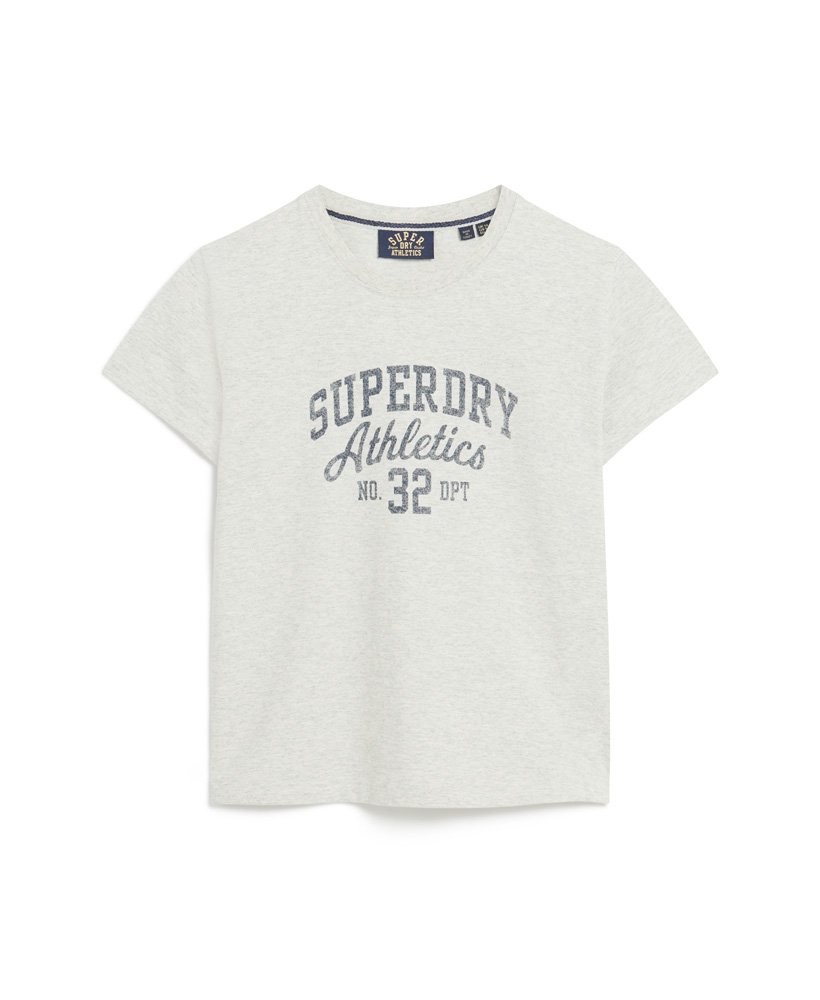 camiseta athletic essentials graphic anos 90 na cor bege mesclado aveia
