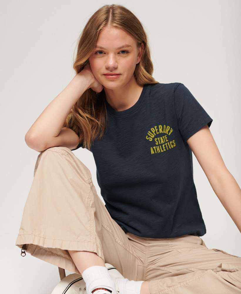 camiseta athletic essentials slub anos 90 na cor blueberry navy
