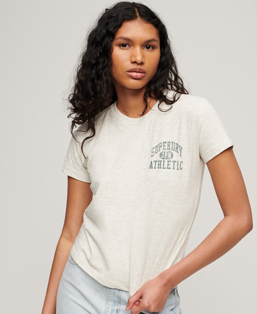 camiseta athletic essentials slub anos 90 na cor bege mesclado aveia