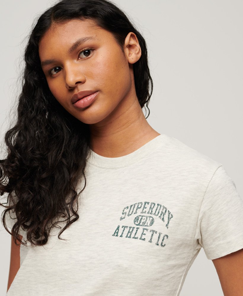 camiseta athletic essentials slub anos 90 na cor bege mesclado aveia