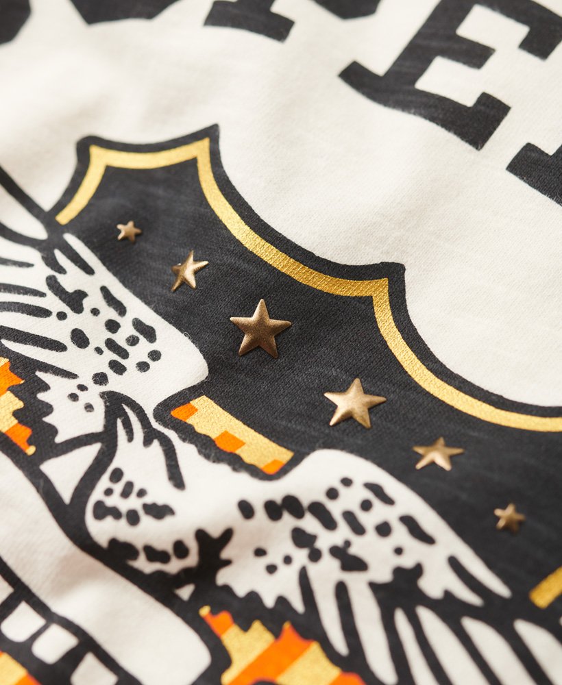 camiseta vintage americana com estampa gráfica em cruazul marinho intenso