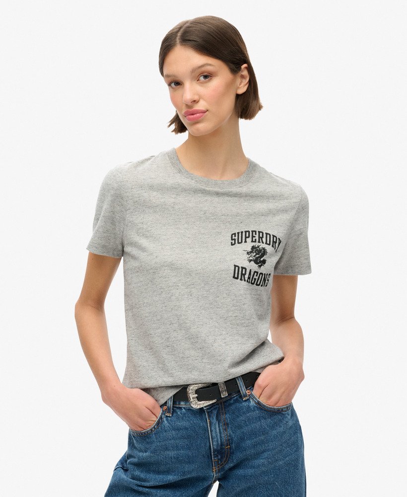 camiseta com estampa do ano novo chinês em cinza mesclado.