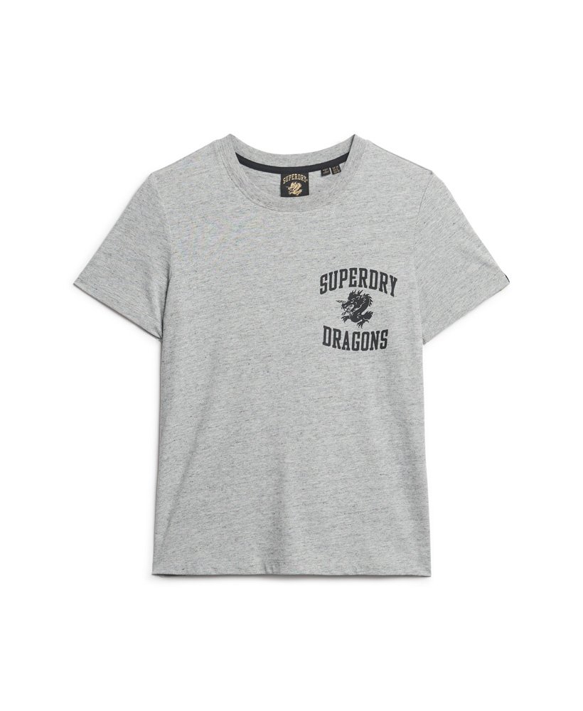 camiseta com estampa do ano novo chinês em cinza mesclado.