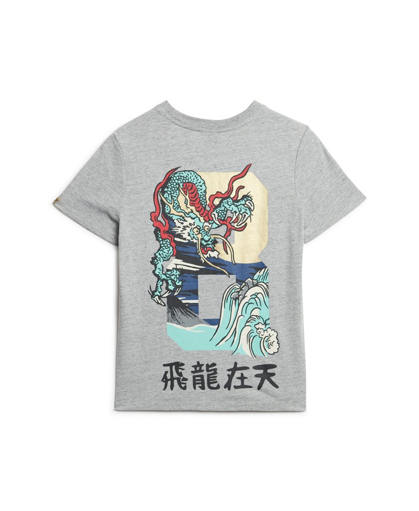 camiseta com estampa do ano novo chinês em cinza mesclado.