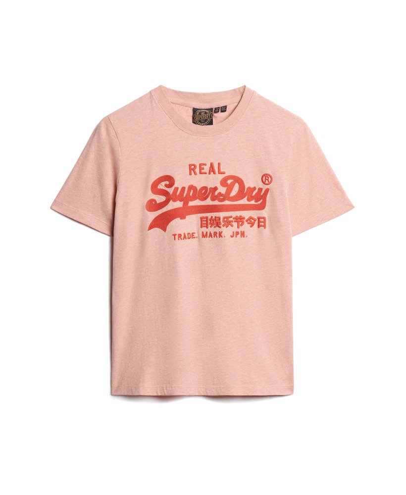 camiseta com logo vintage bordado na cor abbey peach heather.