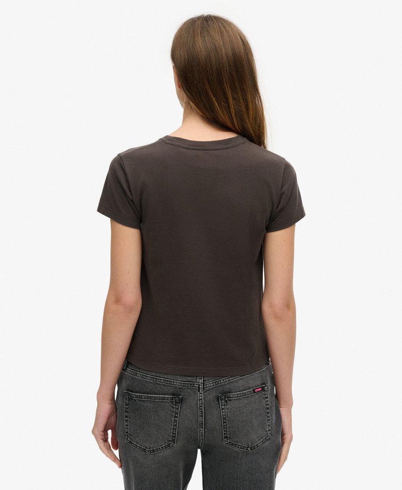 camiseta ajustada com strass e estampa de tatuagem na cor preto carbono