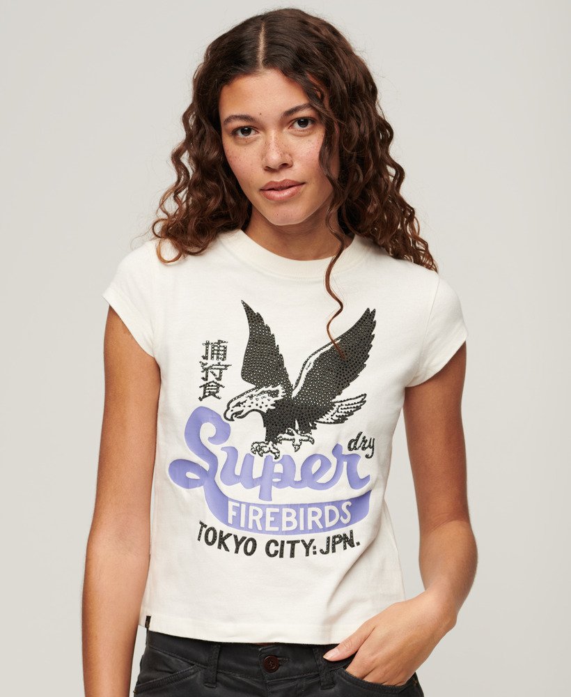 camiseta de manga curta com estampa de pôster na cor branco inverno