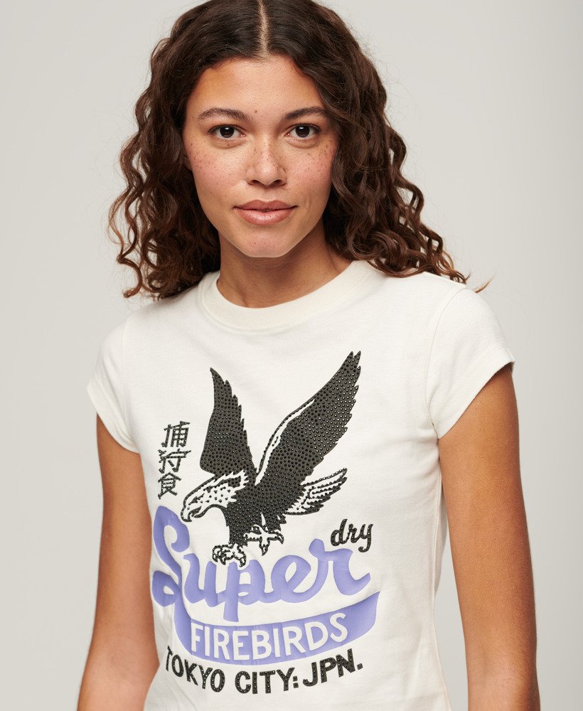 camiseta de manga curta com estampa de pôster na cor branco inverno