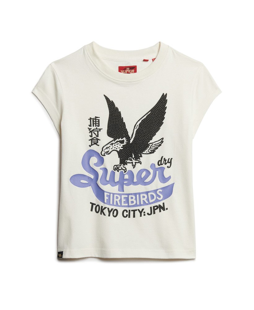 camiseta de manga curta com estampa de pôster na cor branco inverno