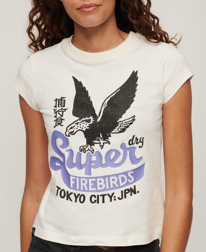 camiseta de manga curta com estampa de pôster na cor branco inverno