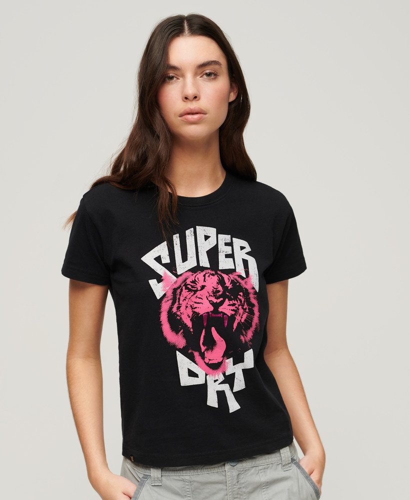 camiseta gráfica lo-fi rock na cor preto jato