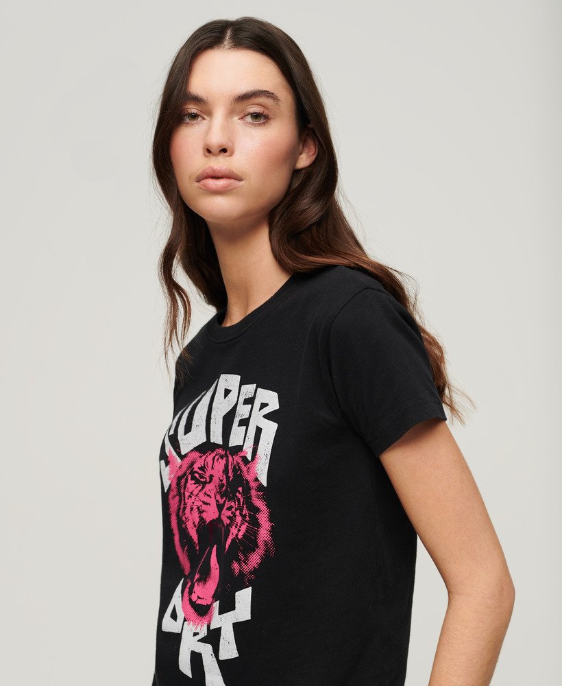 camiseta gráfica lo-fi rock na cor preto jato