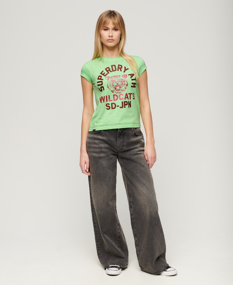 camiseta varsity burnout na cor verde menta neo