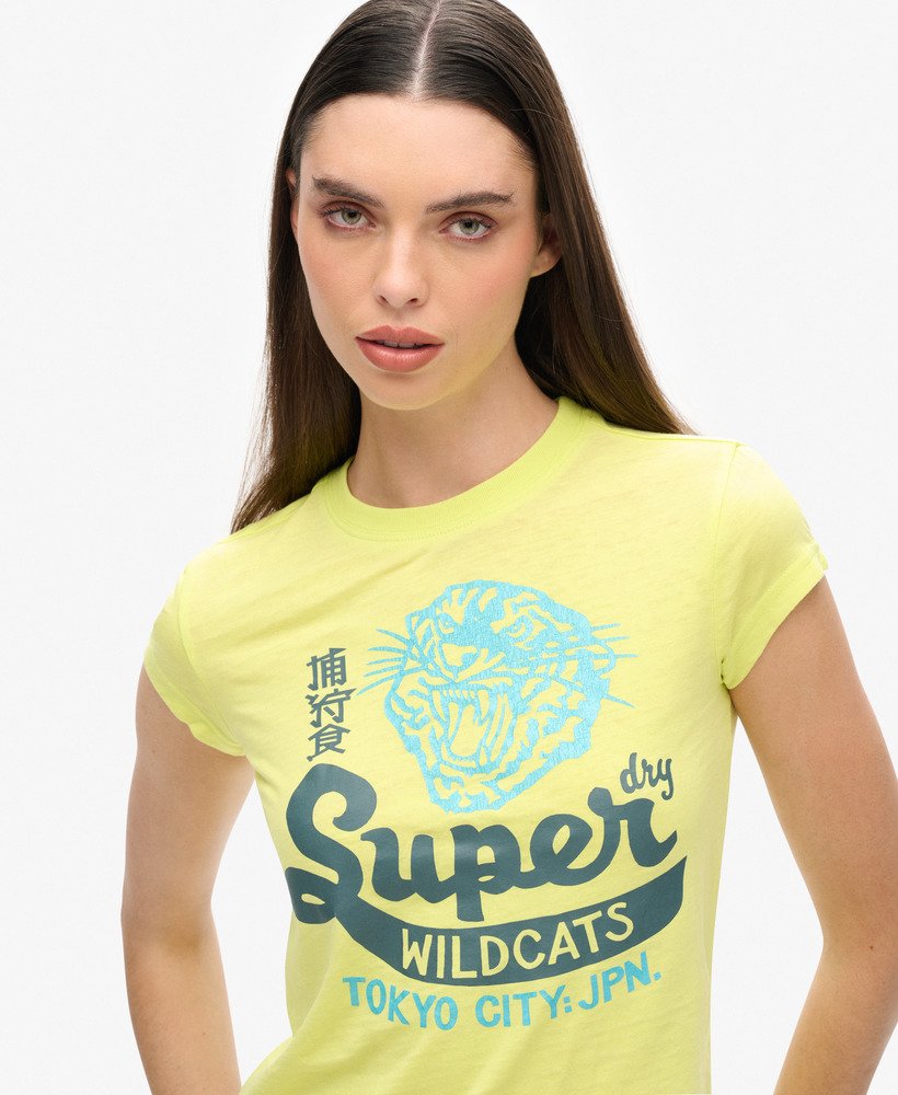 camiseta varsity burnout na cor lemon tonic