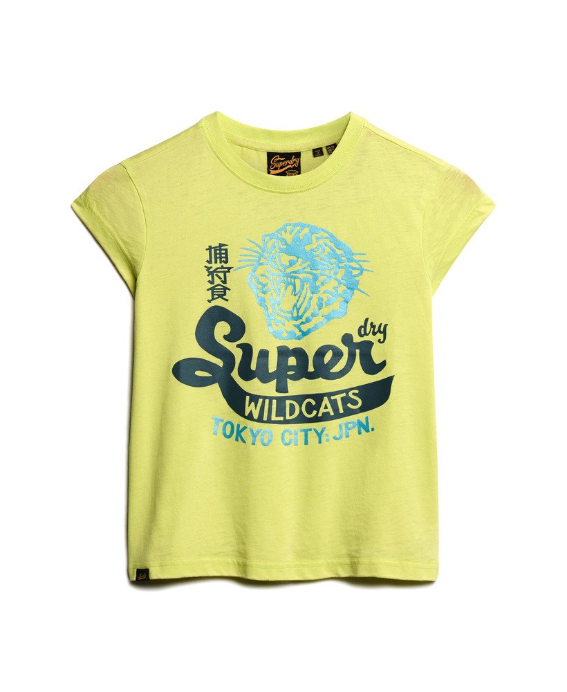 camiseta varsity burnout na cor lemon tonic