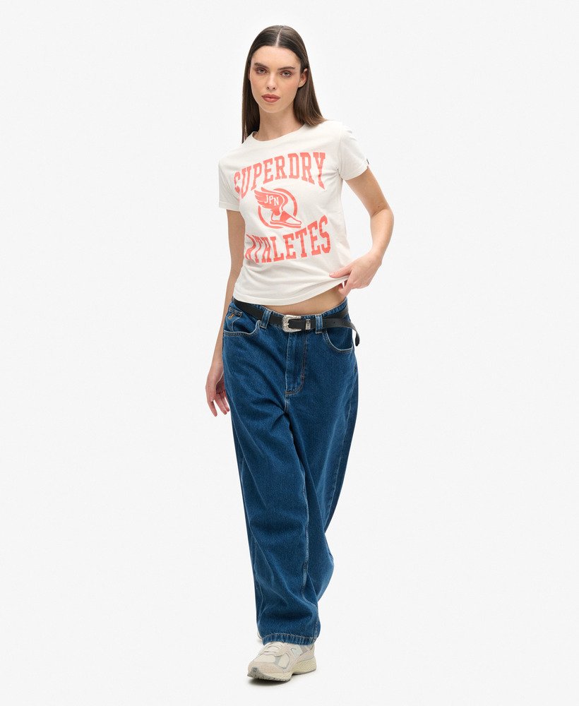 camiseta varsity flocked fitted na cor off white