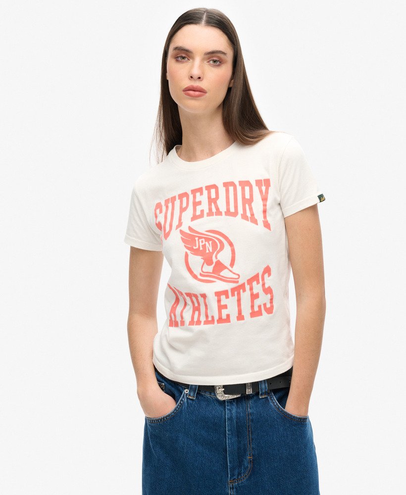 camiseta varsity flocked fitted na cor off white
