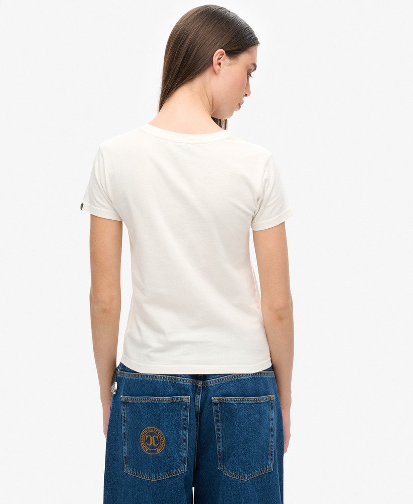 camiseta varsity flocked fitted na cor off white