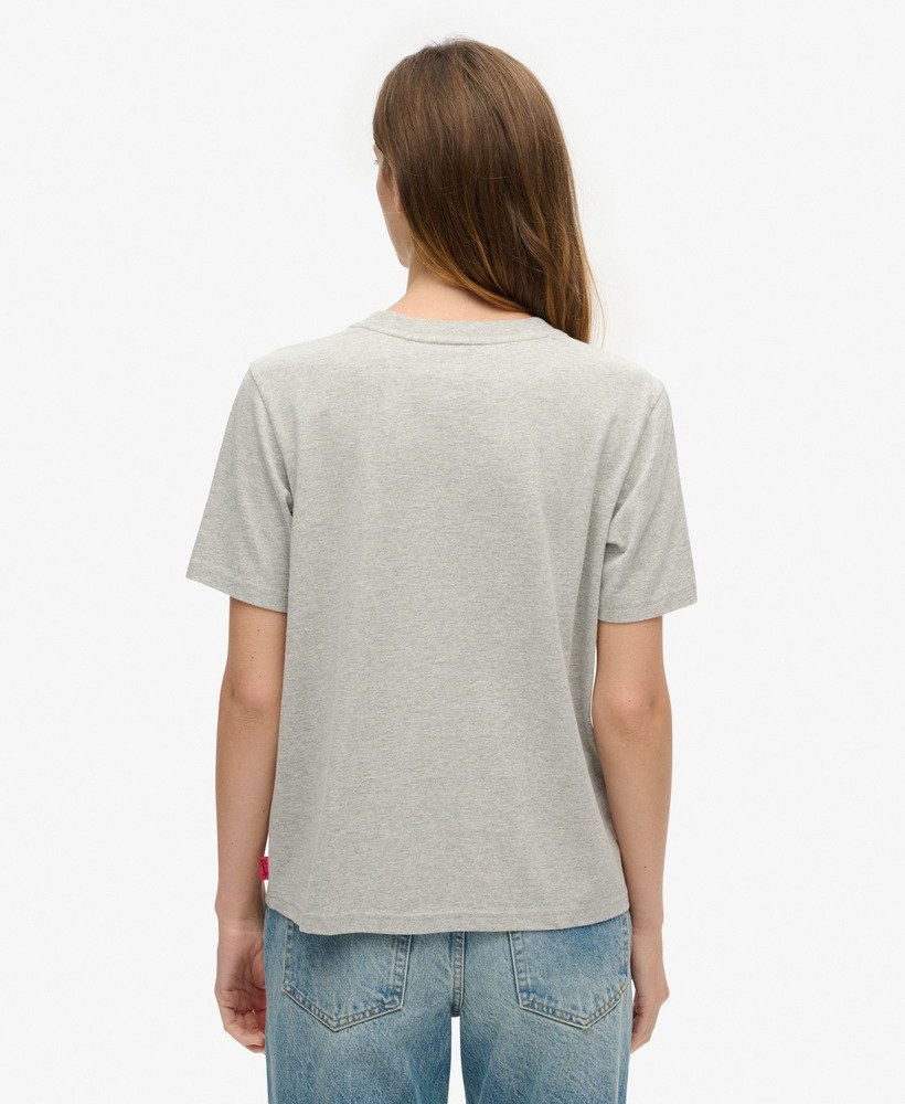 camiseta de viagem estilo lembrança modelagem relaxada na cor bege mesclado pedra-pomes.
