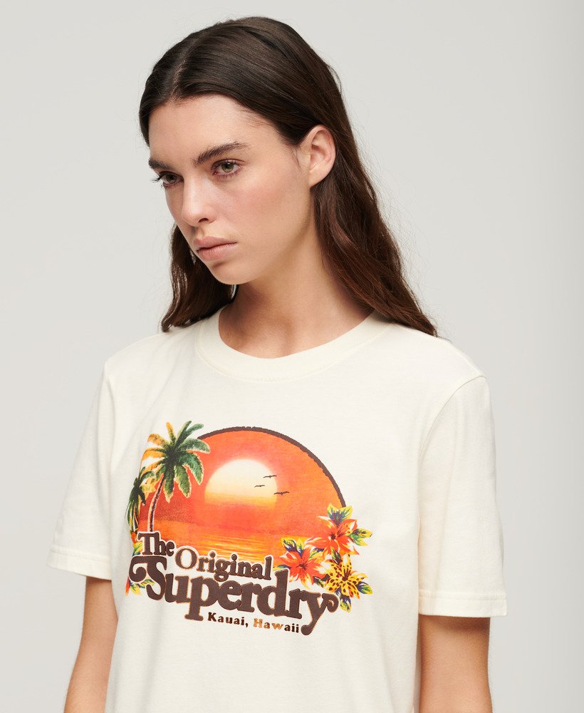 camiseta relaxed de lembrança de viagem em ecru marl