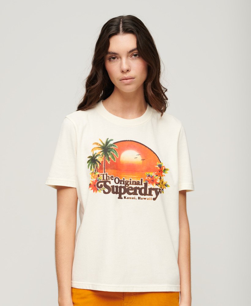 camiseta relaxed de lembrança de viagem em ecru marl