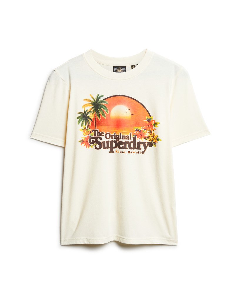 camiseta relaxed de lembrança de viagem em ecru marl
