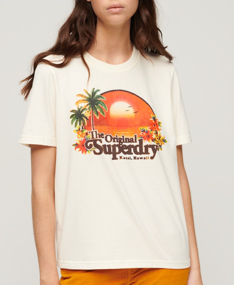 camiseta relaxed de lembrança de viagem em ecru marl